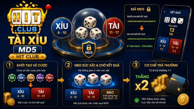 Cách chơi Tài xỉu MD5 HIT CLUB cho người mới