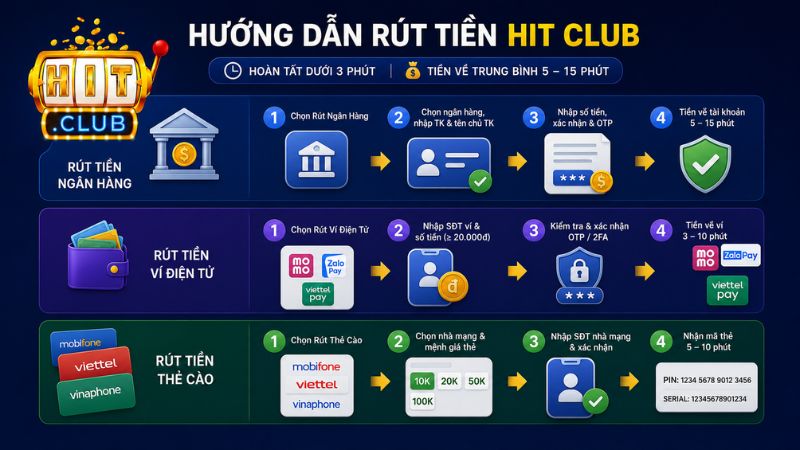 Hướng dẫn rút tiền HIT CLUB nhanh chóng