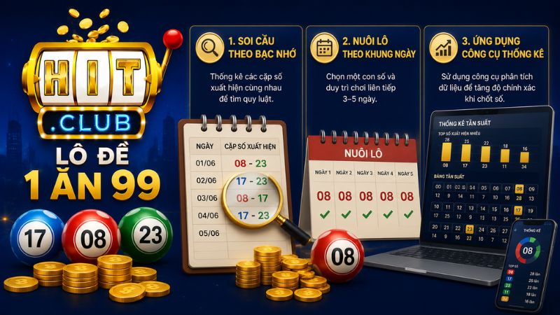 Mẹo chơi Lô đề 1 ăn 99 HIT CLUB hiệu quả