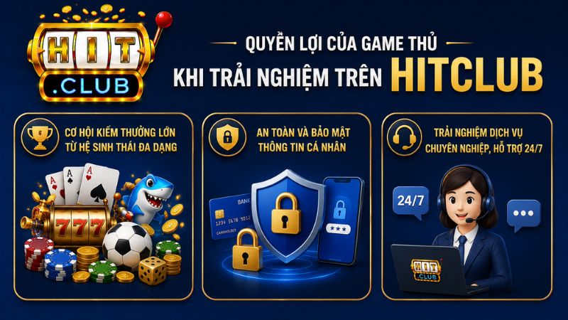 Giới thiệu quyền lợi của game thủ khi trải nghiệm trên HITCLUB